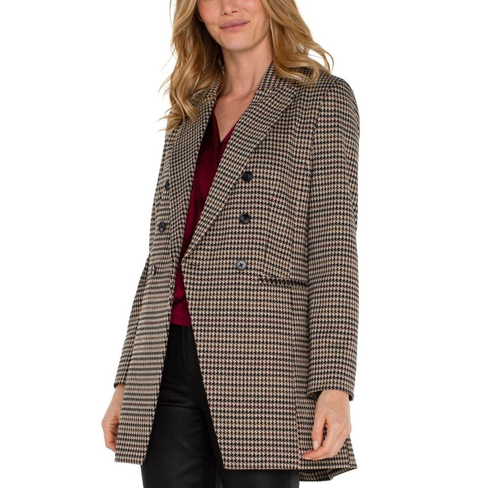 Liverpool Coat Womens Size XL Beige Black Tan Tweed Double Breasted $139 - Picture 3 of 6